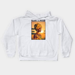 Black And Proud Melanin Afrocentric Art Kids Hoodie